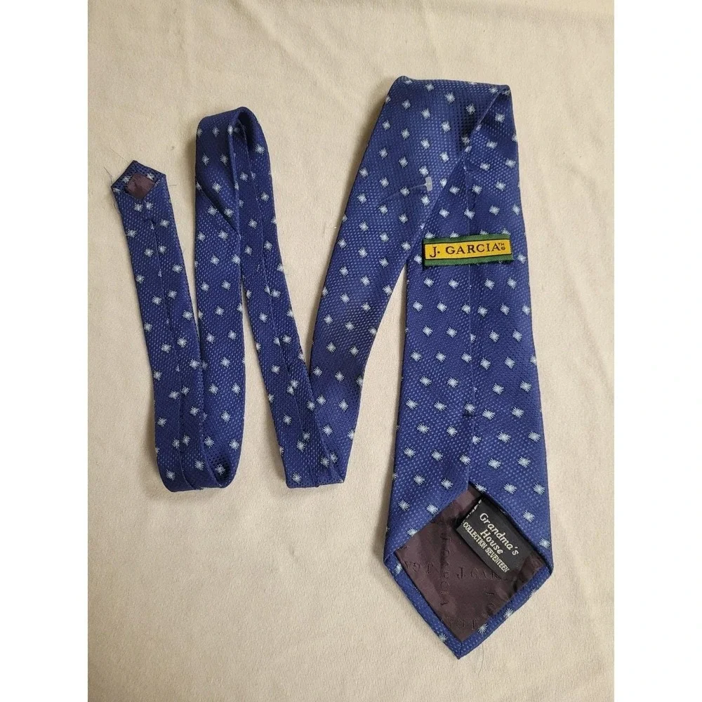 J Garcia Grandma's House Vintage Blue Silk Necktie Mens‎ Floral Print